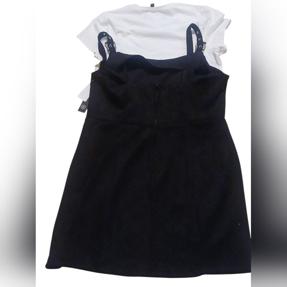 As u wish Clothing -NWT, 2pc Set Black Faux Suede Jumper Zipper In Back, Buckles - Picture 10 of 11